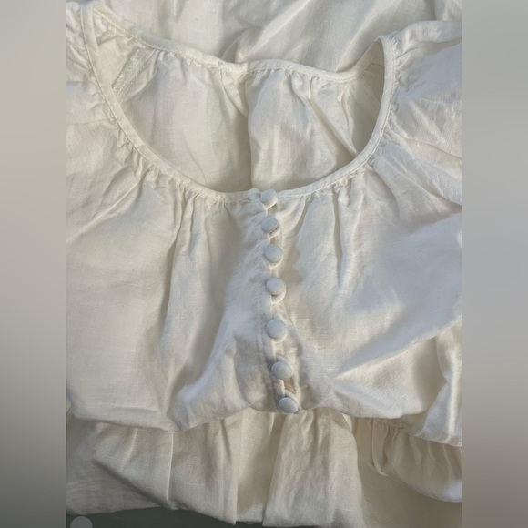 Madewell Linen Blend Flutter Sleeve Tiered Mini Dress NF890 Cream XS - Picture 7 of 9